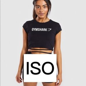 ISO Gymshark Ribbon Capped Sleeve Crop Top - Black